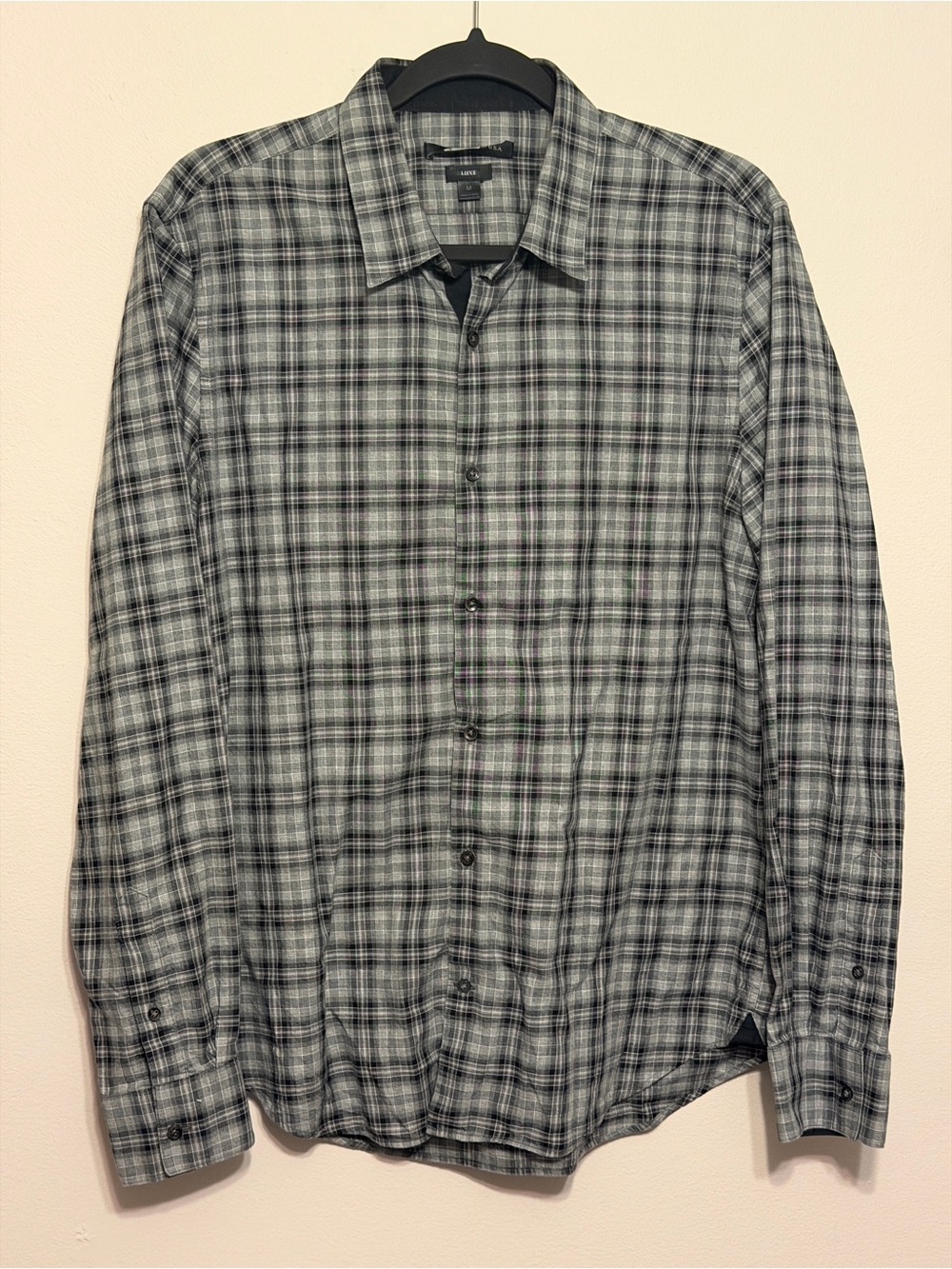 John Varvatos Men's Black & Grey Plaid Button-Up Shirt